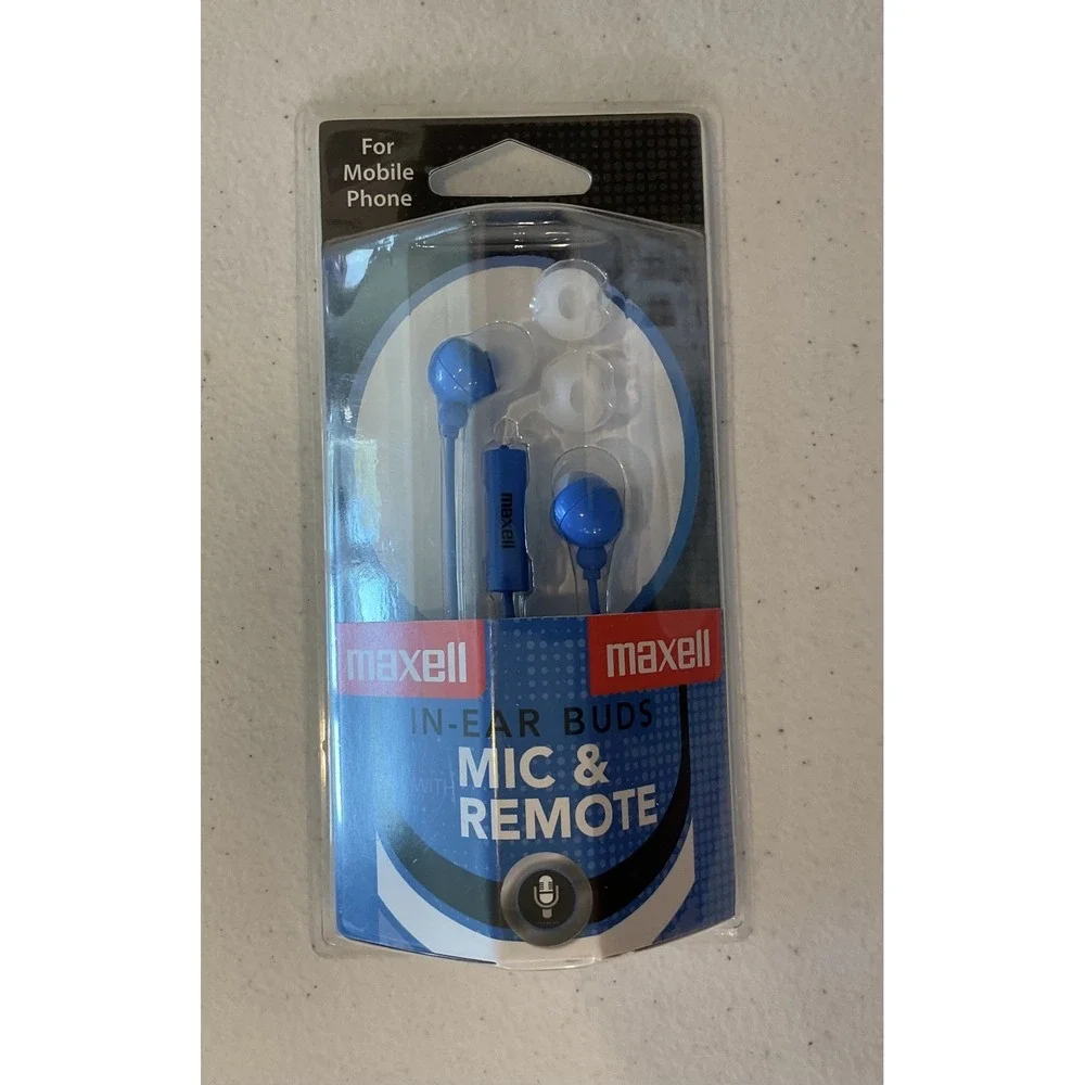MAXELL 190301 - IEMICBLU Stereo In-Ear Earbuds with Microphone & Remote (Blue)